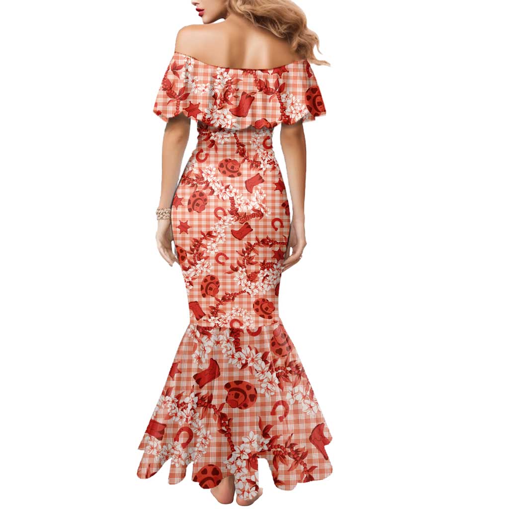 Mokihana Maile Ilima Leis Paniolo Palaka Mermaid Dress Hawaiian Ulaula Spirit - Polynesian Pride