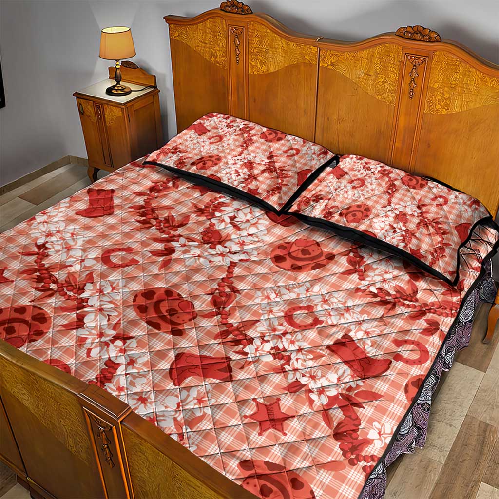 Mokihana Maile Ilima Leis Paniolo Palaka Quilt Bed Set Hawaiian Ulaula Spirit - Polynesian Pride