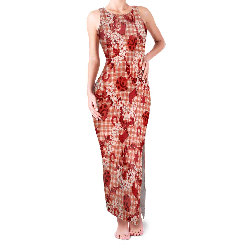 Mokihana Maile Ilima Leis Paniolo Palaka Tank Maxi Dress Hawaiian Ulaula Spirit - Polynesian Pride
