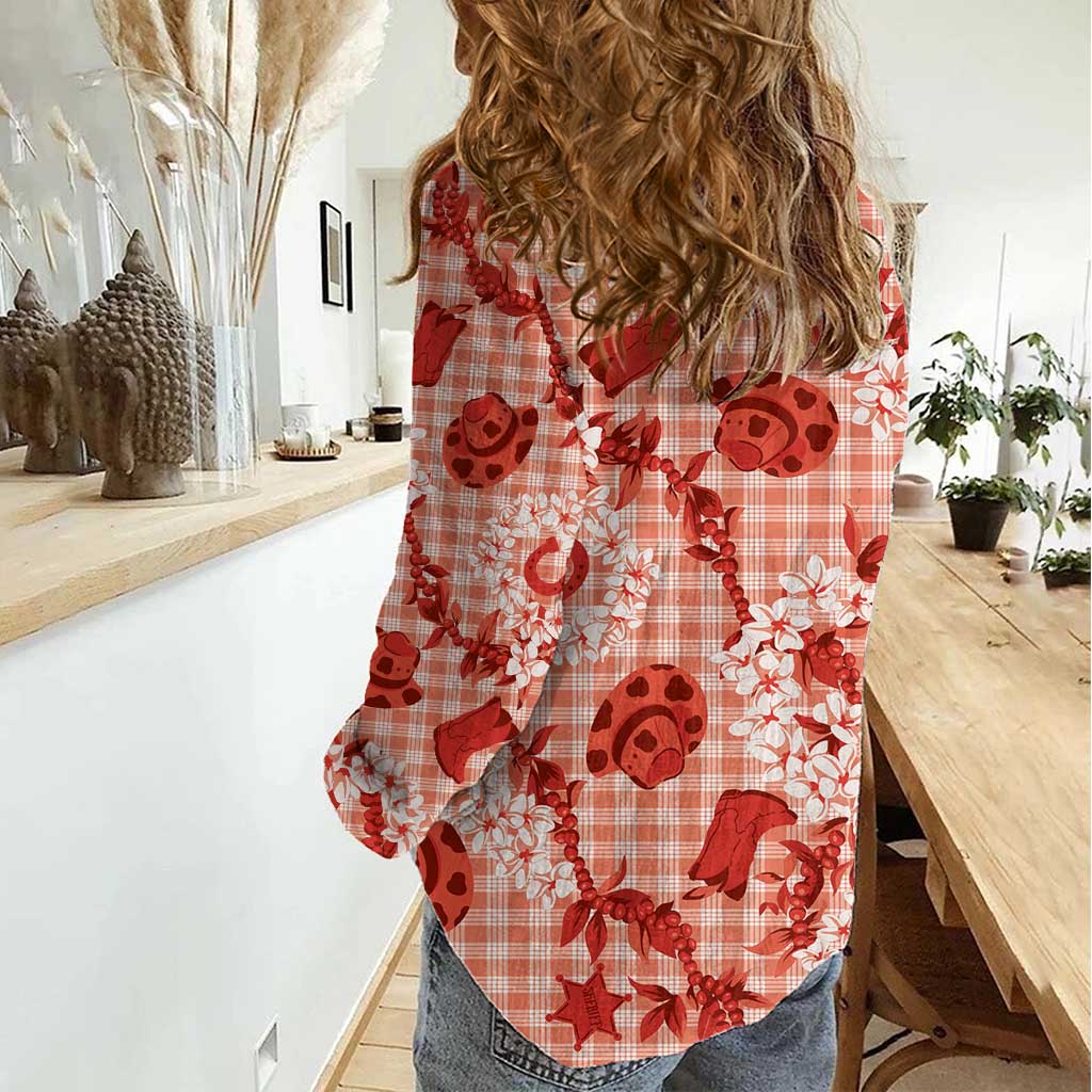 Mokihana Maile Ilima Leis Paniolo Palaka Women Casual Shirt Hawaiian Ulaula Spirit LT9 - Polynesian Pride