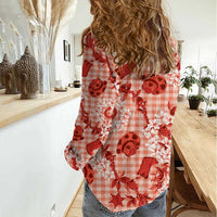 Mokihana Maile Ilima Leis Paniolo Palaka Women Casual Shirt Hawaiian Ulaula Spirit LT9 - Polynesian Pride