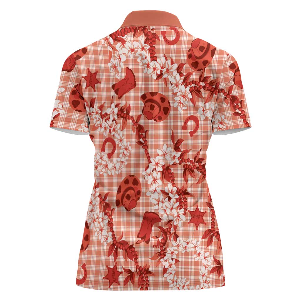 Mokihana Maile Ilima Leis Paniolo Palaka Women Polo Shirt Hawaiian Ulaula Spirit LT9 - Polynesian Pride