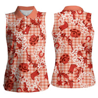 Mokihana Maile Ilima Leis Paniolo Palaka Women Sleeveless Polo Shirt Hawaiian Ulaula Spirit LT9 - Polynesian Pride