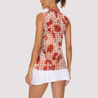 Mokihana Maile Ilima Leis Paniolo Palaka Women Sleeveless Polo Shirt Hawaiian Ulaula Spirit LT9 - Polynesian Pride