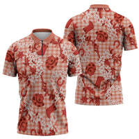 Mokihana Maile Ilima Leis Paniolo Palaka Zipper Polo Shirt Hawaiian Ulaula Spirit LT9 - Polynesian Pride