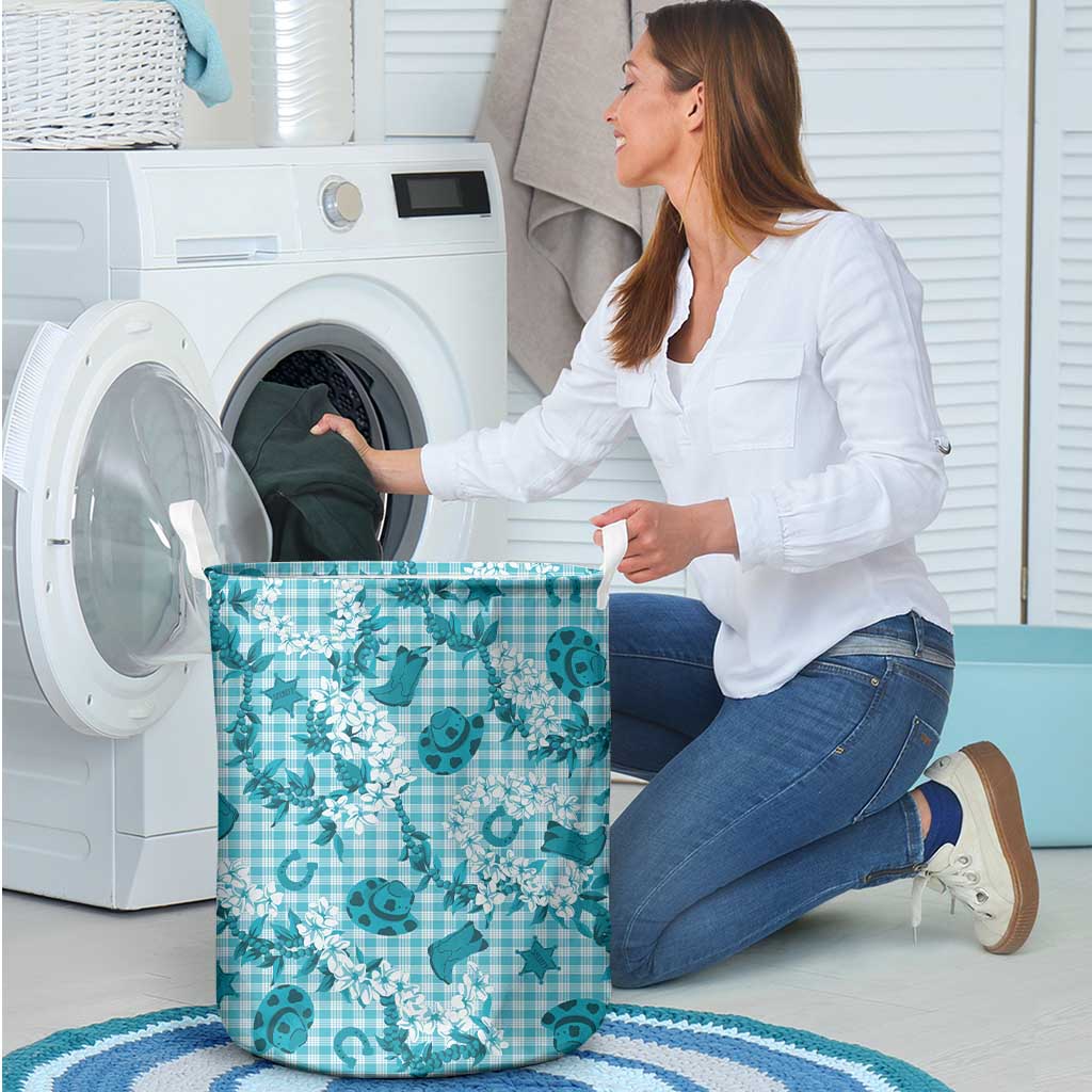 Mokihana Maile Ilima Leis Paniolo Palaka Laundry Basket Hawaiian Polu Opa Spirit - Polynesian Pride