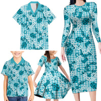 Mokihana Maile Ilima Leis Paniolo Palaka Family Matching Long Sleeve Bodycon Dress and Hawaiian Shirt Hawaiian Polu Opa Spirit LT9 - Polynesian Pride
