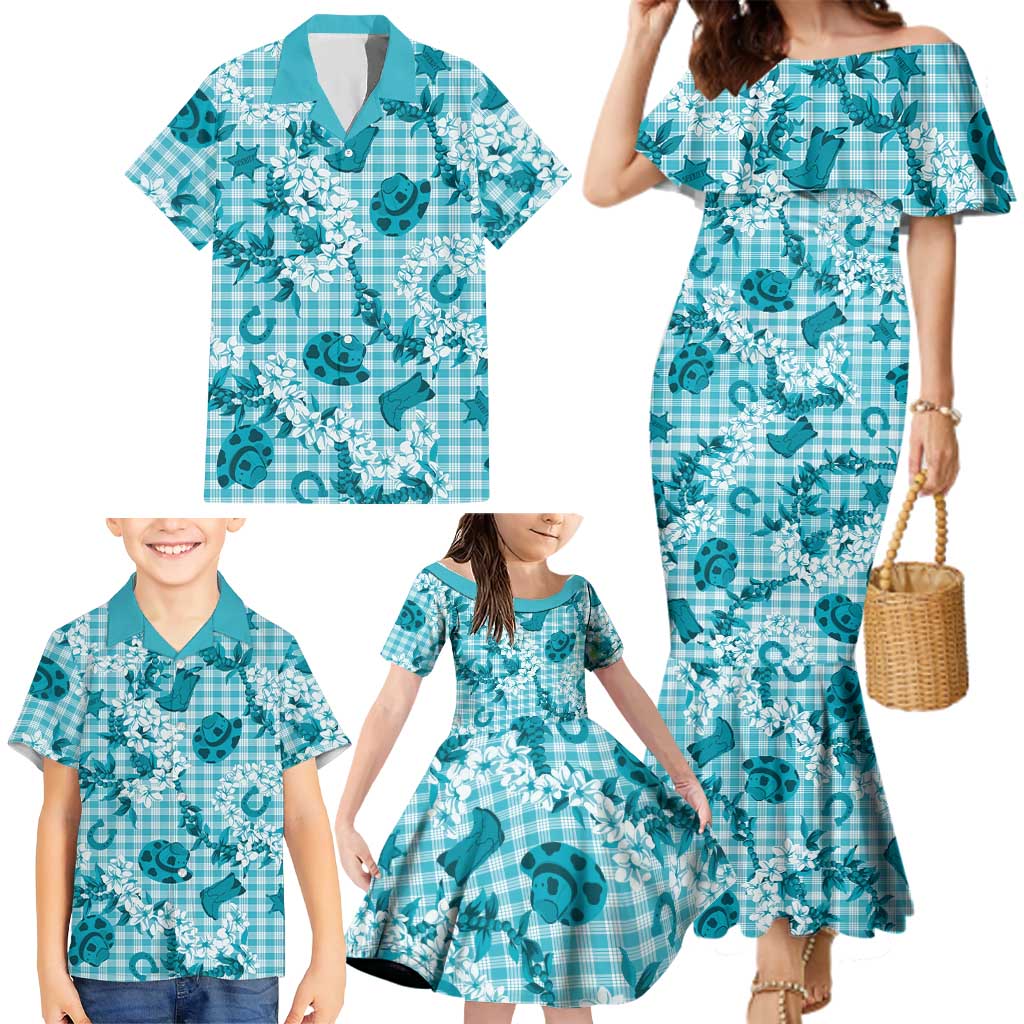 Mokihana Maile Ilima Leis Paniolo Palaka Family Matching Mermaid Dress and Hawaiian Shirt Hawaiian Polu Opa Spirit LT9 - Polynesian Pride