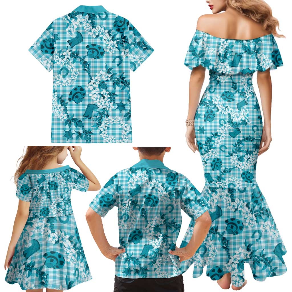 Mokihana Maile Ilima Leis Paniolo Palaka Family Matching Mermaid Dress and Hawaiian Shirt Hawaiian Polu Opa Spirit LT9 - Polynesian Pride