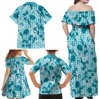 Mokihana Maile Ilima Leis Paniolo Palaka Family Matching Off Shoulder Maxi Dress and Hawaiian Shirt Hawaiian Polu Opa Spirit LT9 - Polynesian Pride