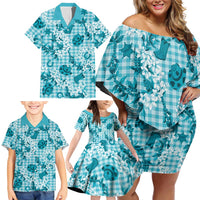 Mokihana Maile Ilima Leis Paniolo Palaka Family Matching Off Shoulder Short Dress and Hawaiian Shirt Hawaiian Polu Opa Spirit LT9 - Polynesian Pride
