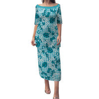 Mokihana Maile Ilima Leis Paniolo Palaka Family Matching Puletasi and Hawaiian Shirt Hawaiian Polu Opa Spirit LT9 Turquoise - Polynesian Pride