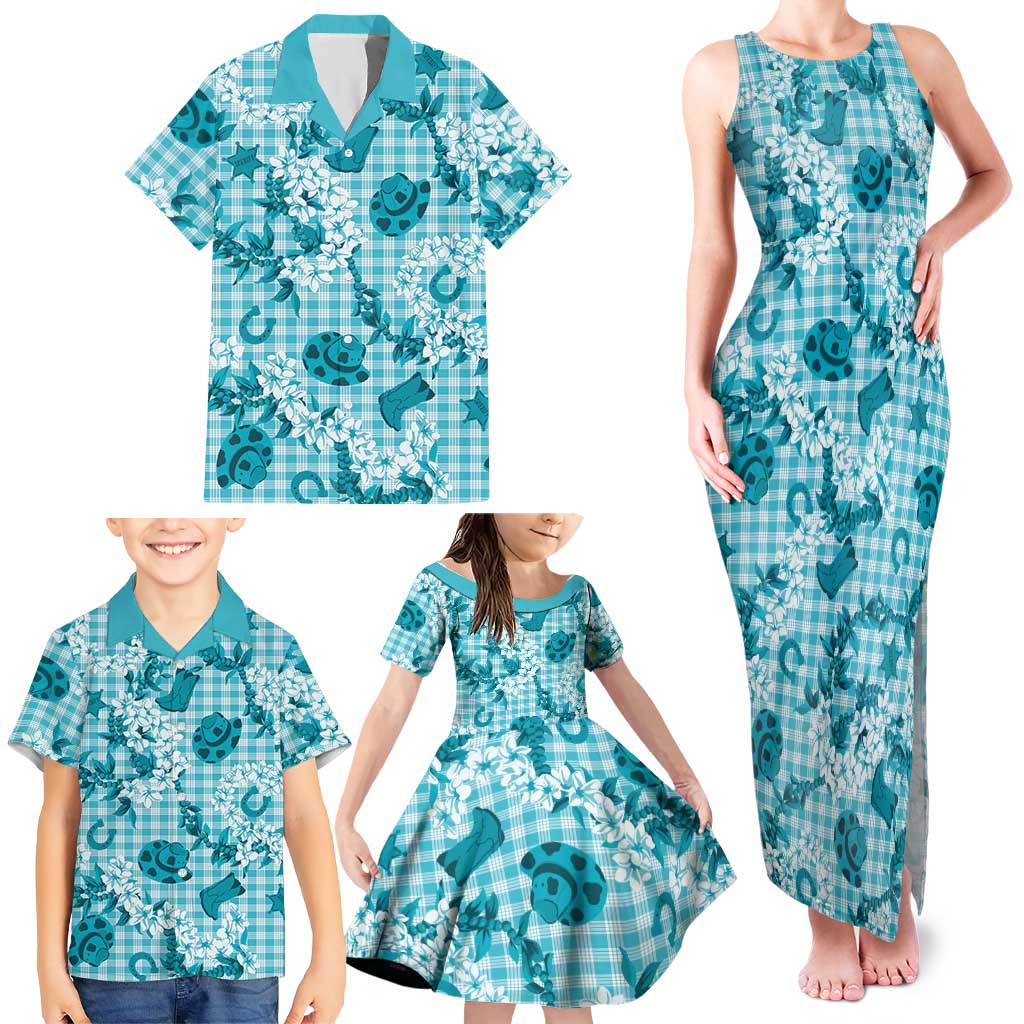 Mokihana Maile Ilima Leis Paniolo Palaka Family Matching Tank Maxi Dress and Hawaiian Shirt Hawaiian Polu Opa Spirit LT9 - Polynesian Pride