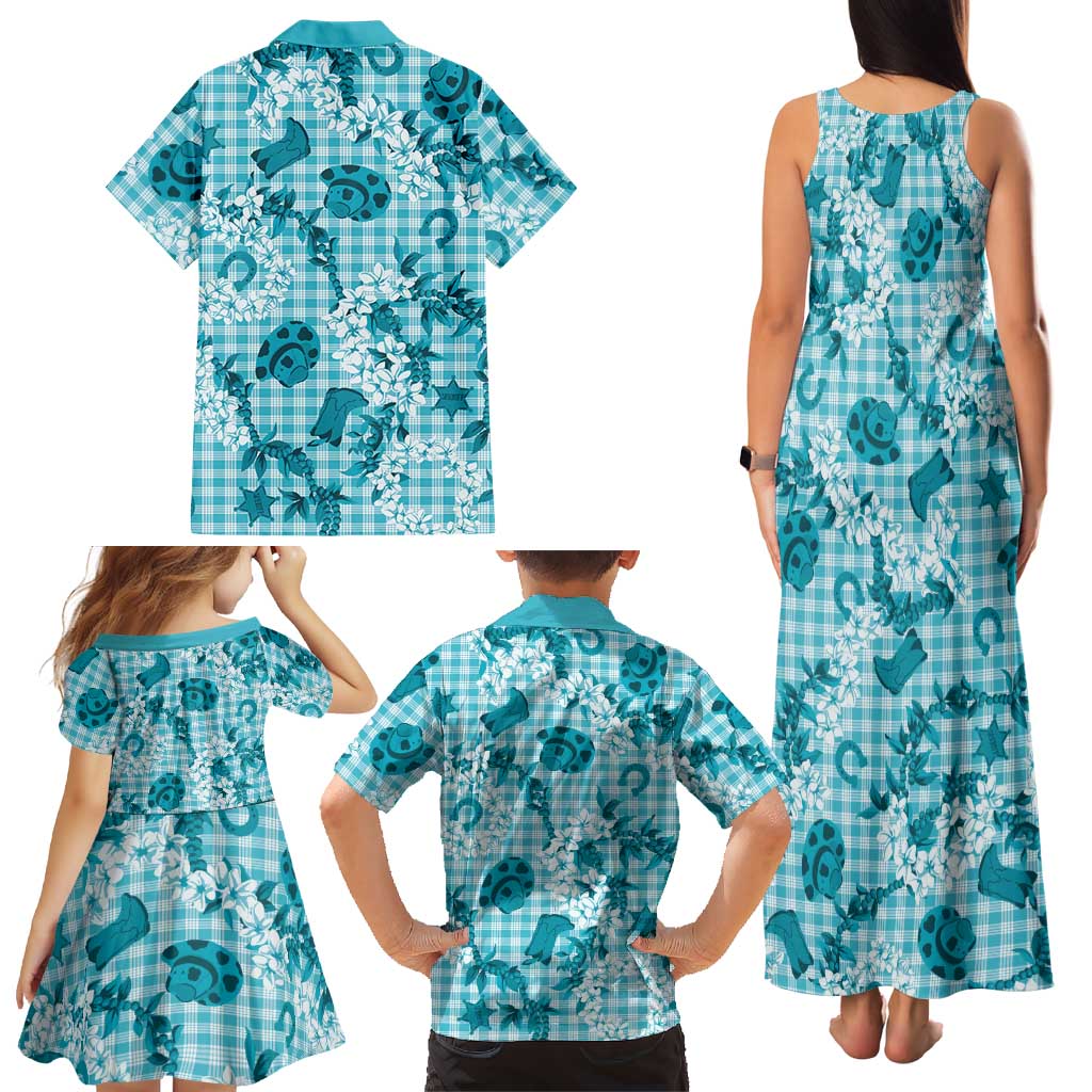 Mokihana Maile Ilima Leis Paniolo Palaka Family Matching Tank Maxi Dress and Hawaiian Shirt Hawaiian Polu Opa Spirit LT9 - Polynesian Pride