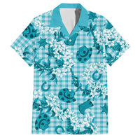 Mokihana Maile Ilima Leis Paniolo Palaka Family Matching Tank Maxi Dress and Hawaiian Shirt Hawaiian Polu Opa Spirit LT9 Dad's Shirt - Short Sleeve Turquoise - Polynesian Pride
