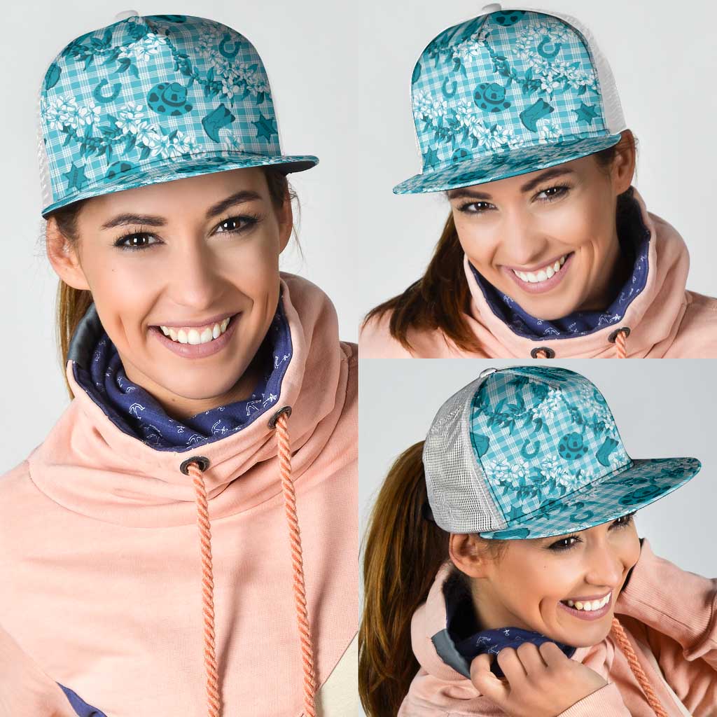 Mokihana Maile Ilima Leis Paniolo Palaka Mesh Trucker Cap Hawaiian Polu Opa Spirit - Polynesian Pride