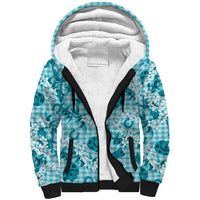 Mokihana Maile Ilima Leis Paniolo Palaka Sherpa Hoodie Hawaiian Polu Opa Spirit LT9 Unisex Turquoise - Polynesian Pride