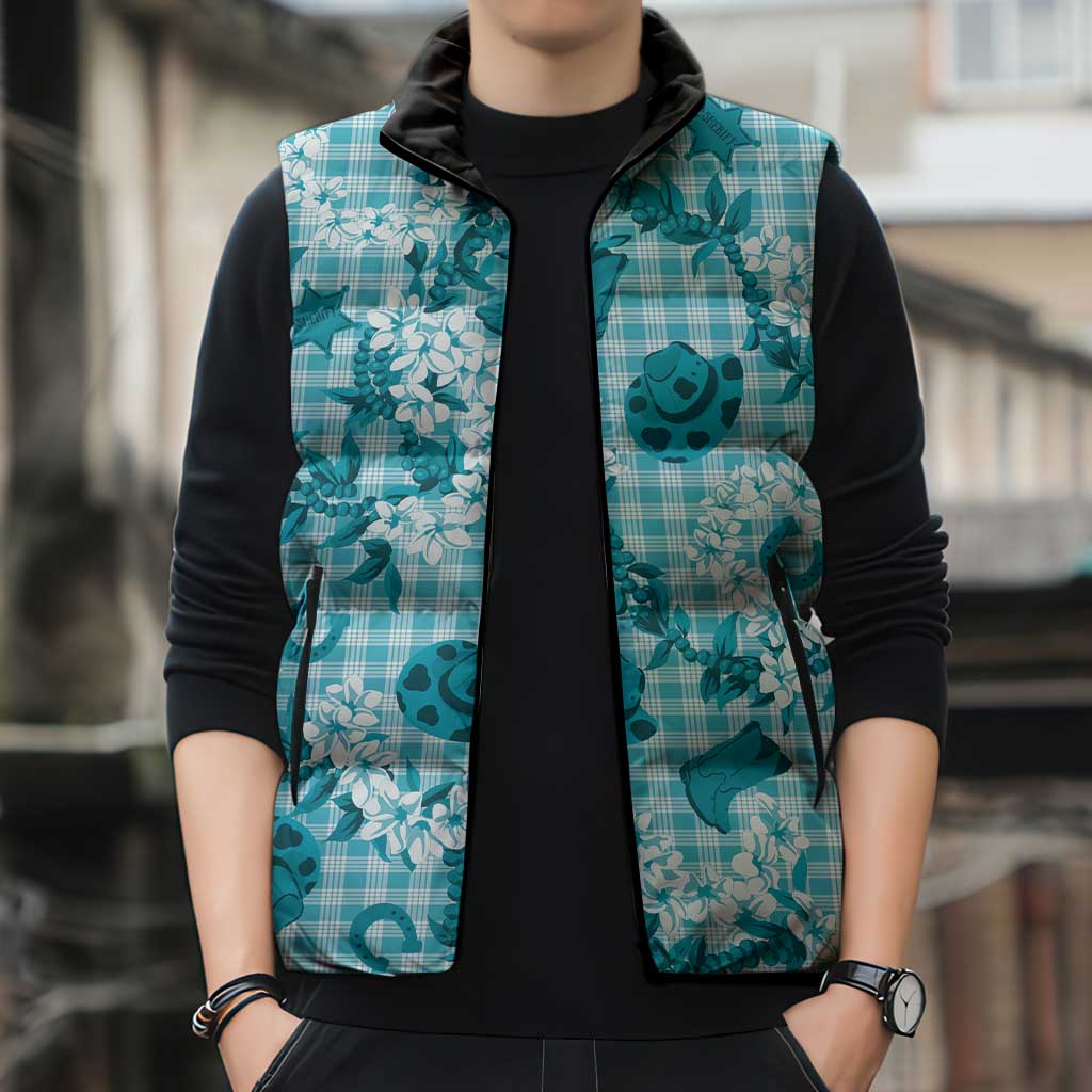 Mokihana Maile Ilima Leis Paniolo Palaka Sleeveless Puffer Jacket Hawaiian Polu Opa Spirit - Polynesian Pride
