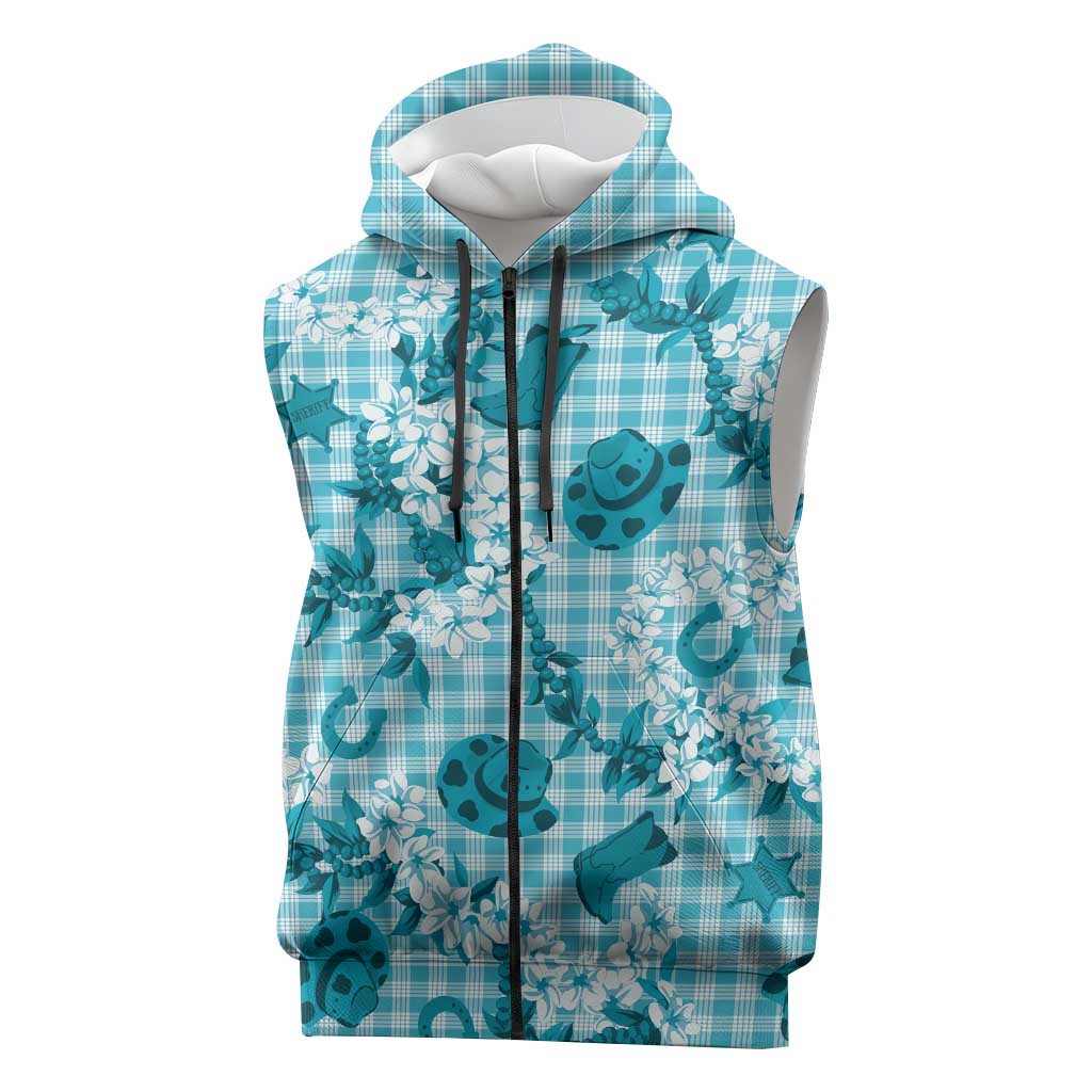 Mokihana Maile Ilima Leis Paniolo Palaka Sleeveless Zip Hoodie Hawaiian Polu Opa Spirit - Polynesian Pride