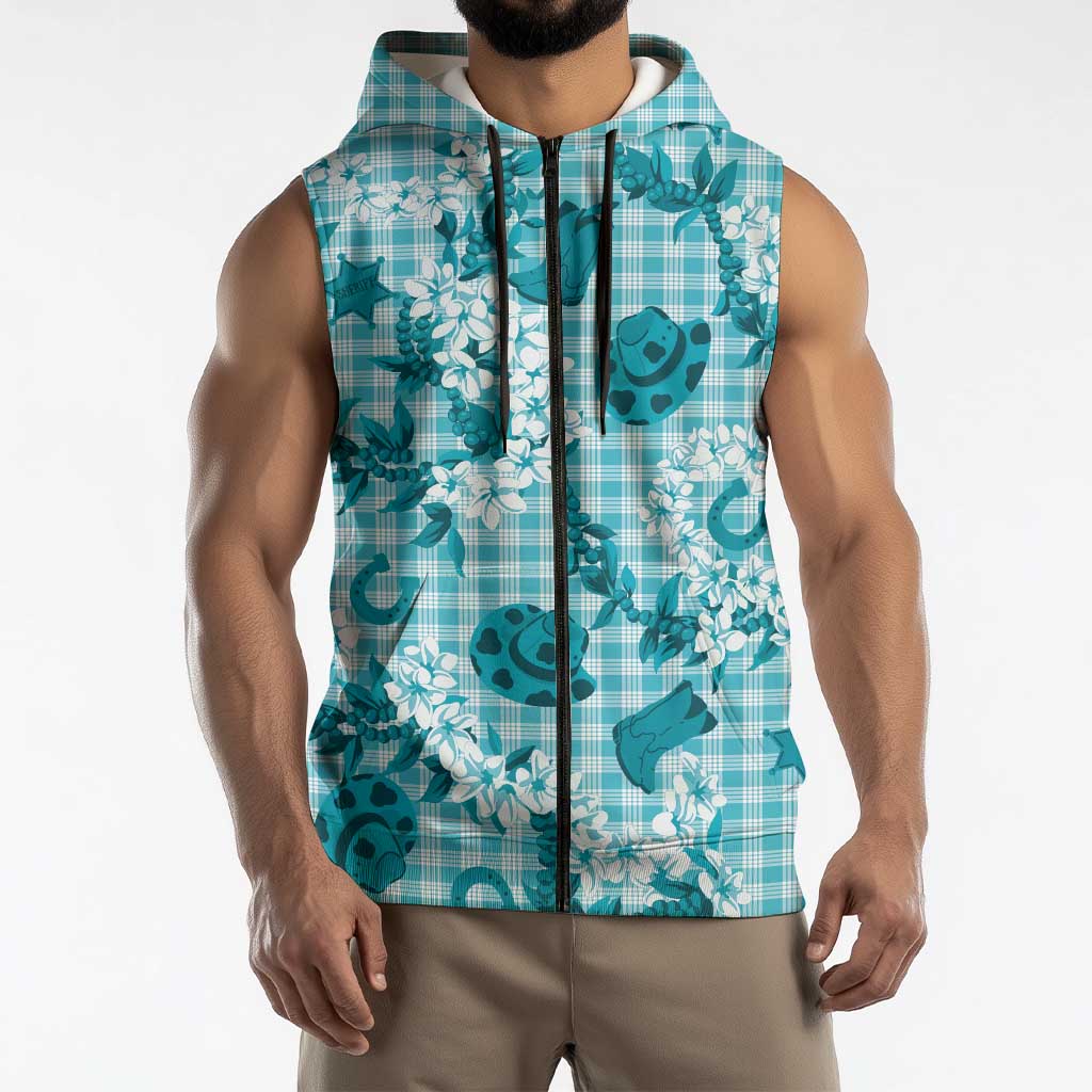 Mokihana Maile Ilima Leis Paniolo Palaka Sleeveless Zip Hoodie Hawaiian Polu Opa Spirit LT9 - Polynesian Pride
