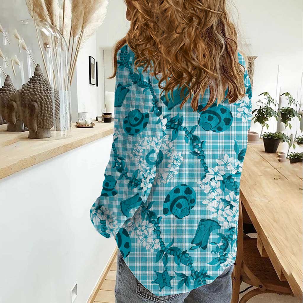 Mokihana Maile Ilima Leis Paniolo Palaka Women Casual Shirt Hawaiian Polu Opa Spirit LT9 - Polynesian Pride