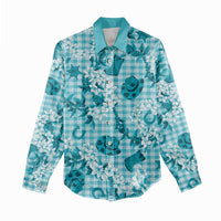Mokihana Maile Ilima Leis Paniolo Palaka Women Casual Shirt Hawaiian Polu Opa Spirit LT9 - Polynesian Pride