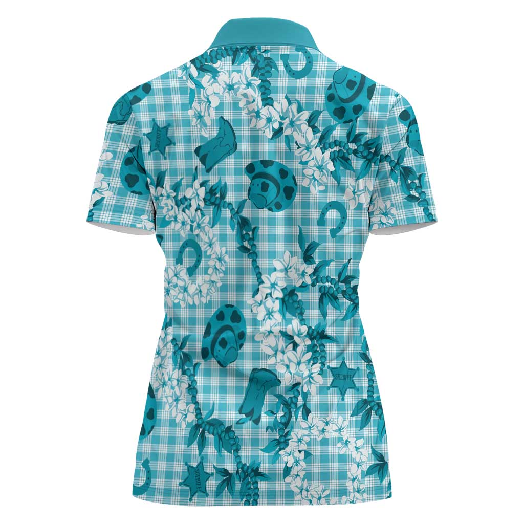 Mokihana Maile Ilima Leis Paniolo Palaka Women Polo Shirt Hawaiian Polu Opa Spirit LT9 - Polynesian Pride