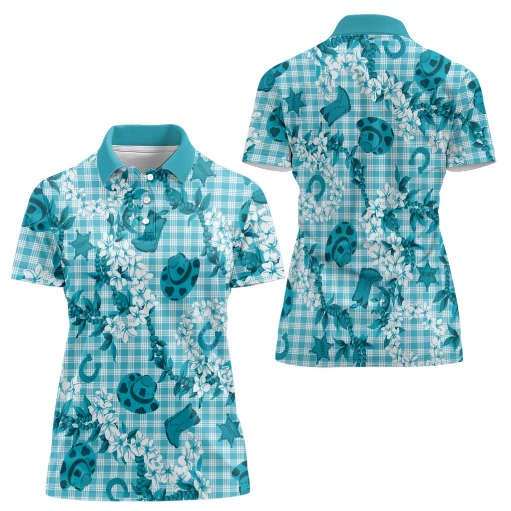 Mokihana Maile Ilima Leis Paniolo Palaka Women Polo Shirt Hawaiian Polu Opa Spirit LT9 - Polynesian Pride