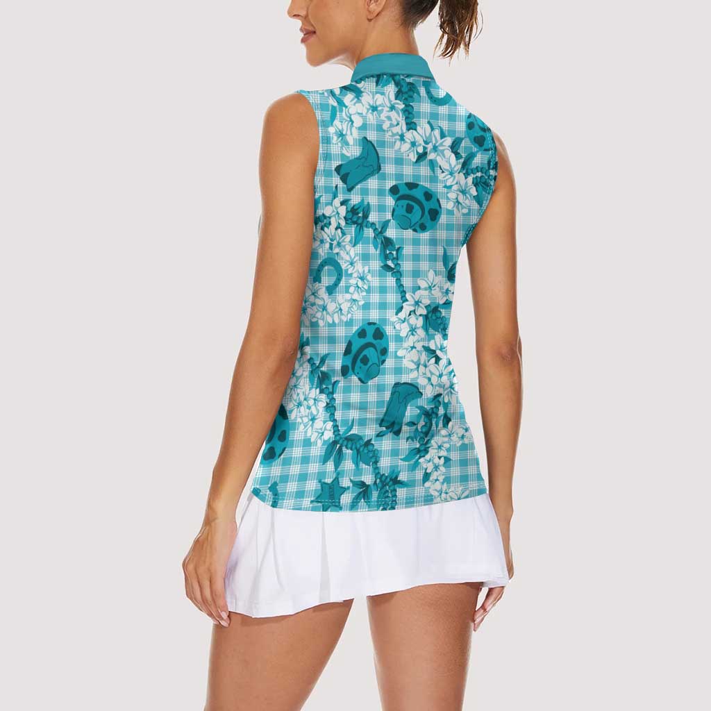 Mokihana Maile Ilima Leis Paniolo Palaka Women Sleeveless Polo Shirt Hawaiian Polu Opa Spirit LT9 - Polynesian Pride