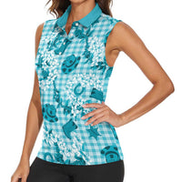 Mokihana Maile Ilima Leis Paniolo Palaka Women Sleeveless Polo Shirt Hawaiian Polu Opa Spirit LT9 - Polynesian Pride