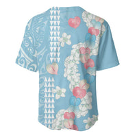 Blue Hawaii Anthurium Plumeria Lei Baseball Jersey