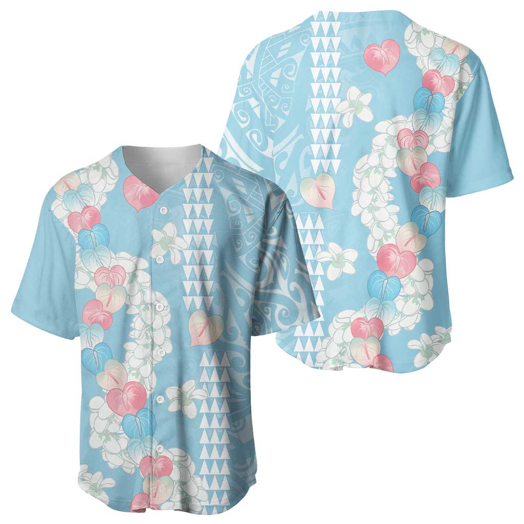 Blue Hawaii Anthurium Plumeria Lei Baseball Jersey