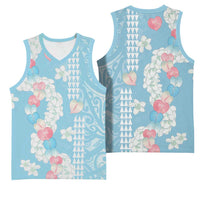 Blue Hawaii Anthurium Plumeria Lei Basketball Jersey