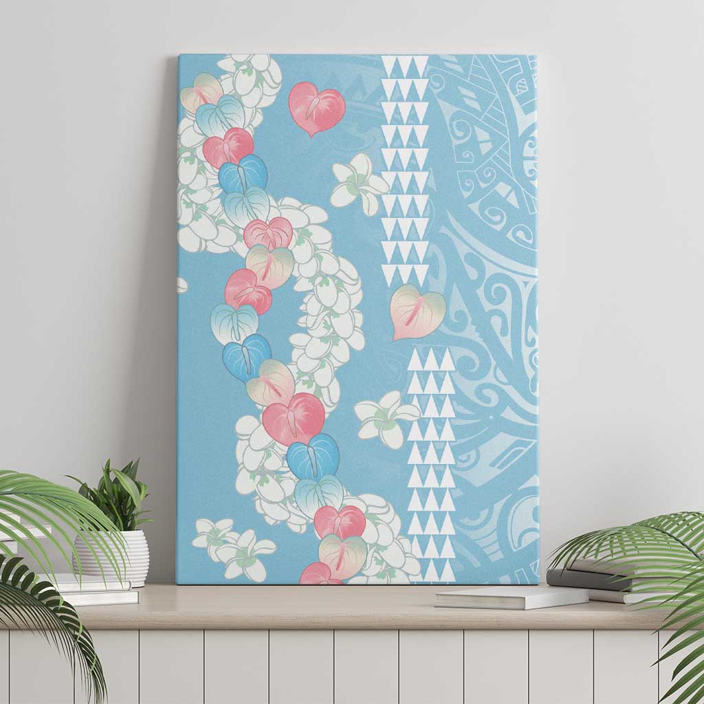 Blue Hawaii Anthurium Plumeria Lei Canvas Wall Art