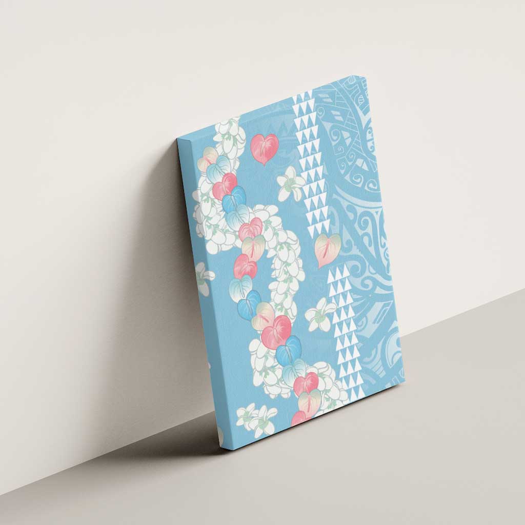 Blue Hawaii Anthurium Plumeria Lei Canvas Wall Art