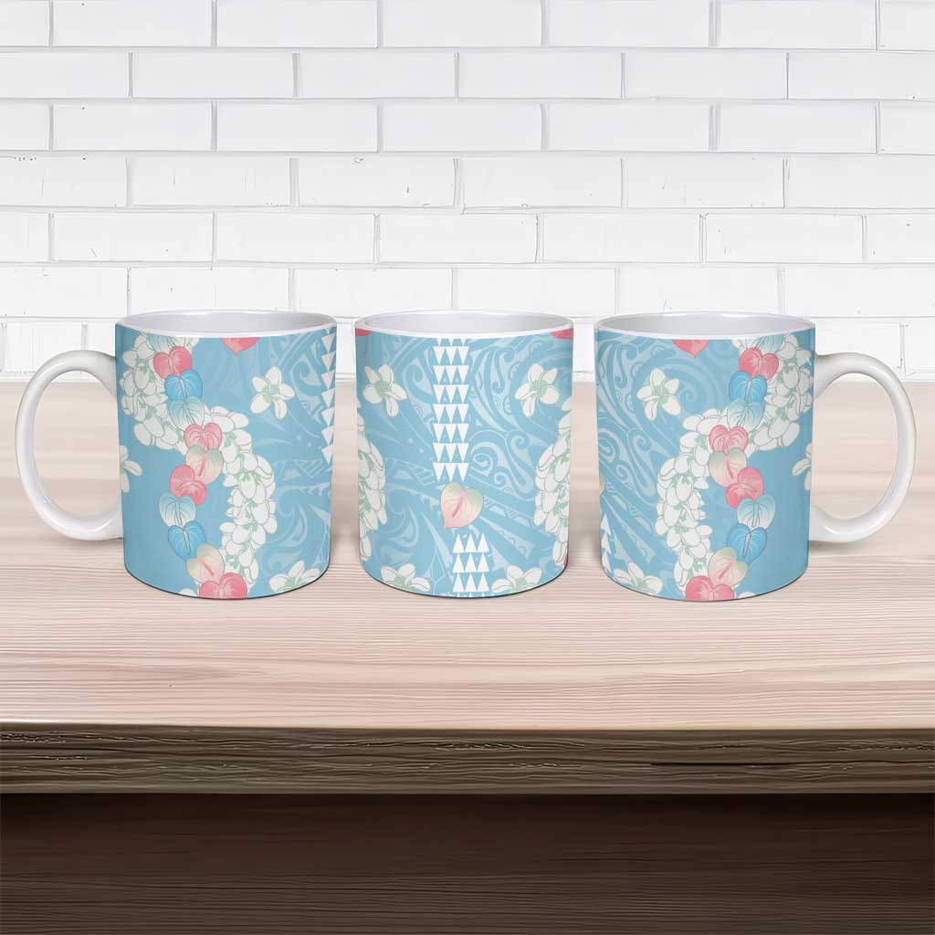 Blue Hawaii Anthurium Plumeria Lei Ceramic Mug
