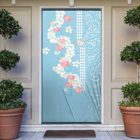 Blue Hawaii Anthurium Plumeria Lei Door Cover