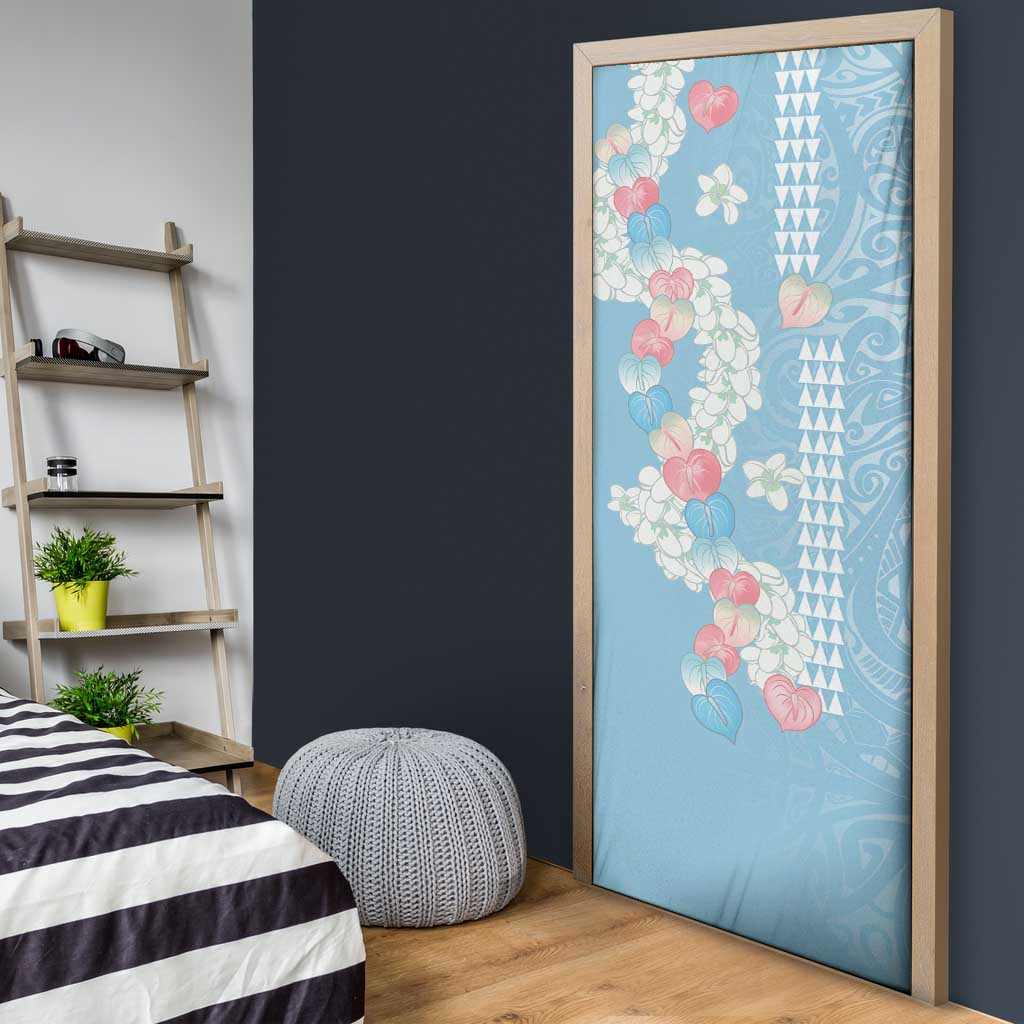Blue Hawaii Anthurium Plumeria Lei Door Cover