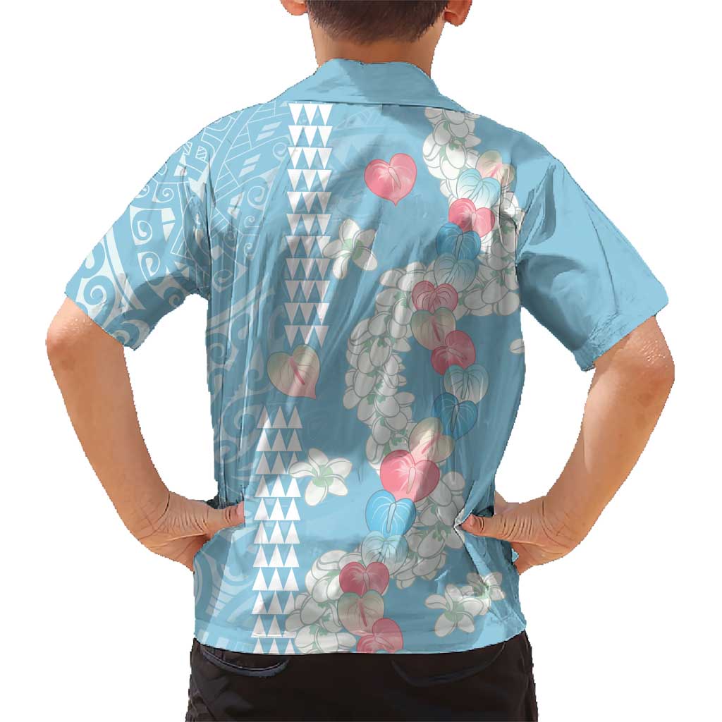 Blue Hawaii Anthurium Plumeria Lei Family Matching Long Sleeve Bodycon Dress and Hawaiian Shirt LT9 - Polynesian Pride