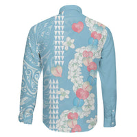 Blue Hawaii Anthurium Plumeria Lei Family Matching Long Sleeve Bodycon Dress and Hawaiian Shirt LT9 - Polynesian Pride