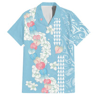 Blue Hawaii Anthurium Plumeria Lei Family Matching Mermaid Dress and Hawaiian Shirt LT9 Dad's Shirt - Short Sleeve Blue - Polynesian Pride