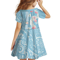 Blue Hawaii Anthurium Plumeria Lei Family Matching Off The Shoulder Long Sleeve Dress and Hawaiian Shirt LT9 - Polynesian Pride