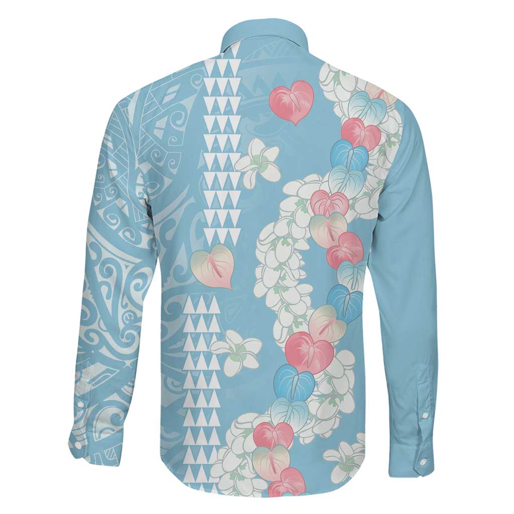 Blue Hawaii Anthurium Plumeria Lei Family Matching Puletasi and Hawaiian Shirt
