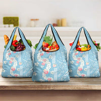 Blue Hawaii Anthurium Plumeria Lei Grocery Bag
