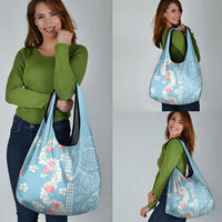 Blue Hawaii Anthurium Plumeria Lei Grocery Bag