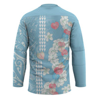 Blue Hawaii Anthurium Plumeria Lei Hockey Jersey