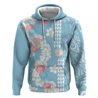 Blue Hawaii Anthurium Plumeria Lei Hoodie