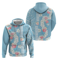 Blue Hawaii Anthurium Plumeria Lei Hoodie