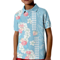 Blue Hawaii Anthurium Plumeria Lei Kid Polo Shirt