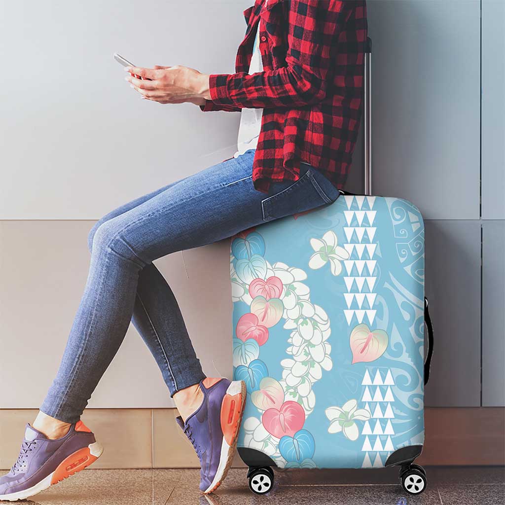 Blue Hawaii Anthurium Plumeria Lei Luggage Cover